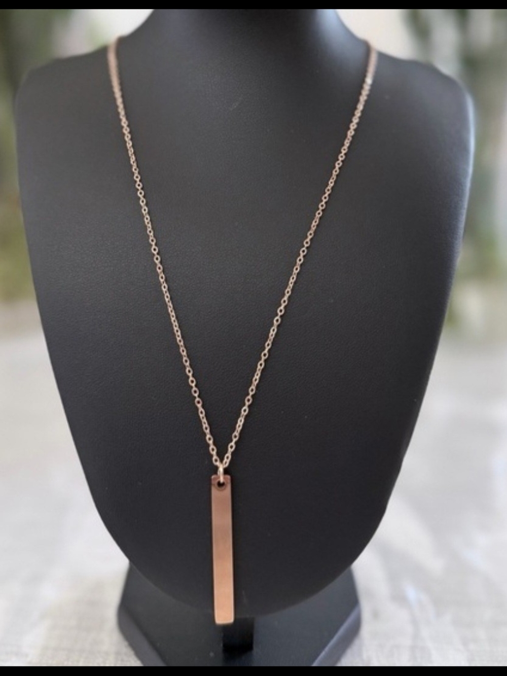 Plunder Rose Gold Vertical Bar Pendant Necklace